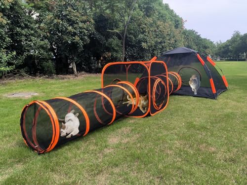 4 in 1 Haustier Katze und Hund Tunnel Zelt Faltbares Haustier Zelt Outdoor Pop Up Haustier Laufstall Käfig Zäune Haus (Stile 4) von Gaorui