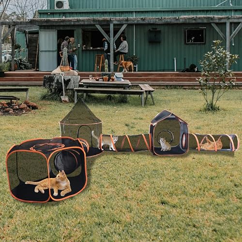 6-in-1-Zelt Katzengehege Outdoor Katzengehege Faltbares Haustier Pop Up Zelt Laufstall Haus für Kaninchen Frettchen Welpen (Stil 1) von Gaorui