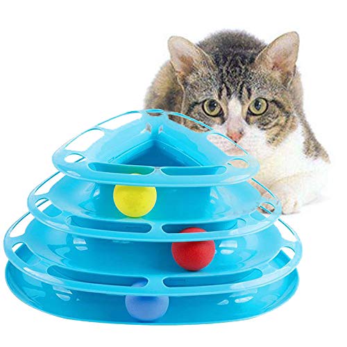 Gaorui Tower of Tracks Katzenspielzeug Roller 3 Stufen interaktives Spielen Katzenspielzeug Katzenspielzeug (blau) von Gaorui