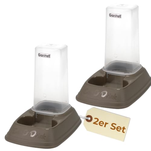 2X Automatischer Futterspender Wasserspender 2in1 Futterautomat Wasserautomat für Hunde Katzen Wasser und Trockenfutter Automat Spender 700 ml von GarPet