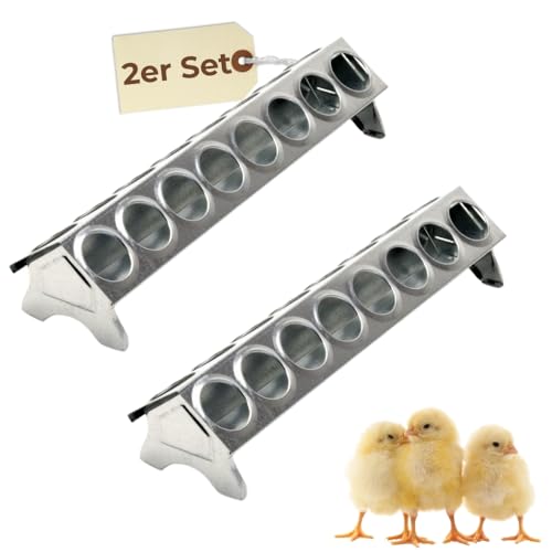 2X Futterspender Hühner 30 cm Futterrinne Futtertrog Metall Küken Aufzucht Geflügel Tauben Wachtel Lochgitter von GarPet