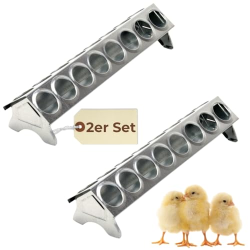 2X Futterspender Hühner 30 cm Futterrinne Futtertrog Metall Küken Aufzucht Geflügel Tauben Wachtel Lochgitter von GarPet