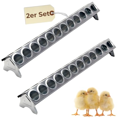 2X Futterspender Hühner 50 cm Futterrinne Futtertrog Metall Küken Aufzucht Geflügel Tauben Wachtel Lochgitter von GarPet