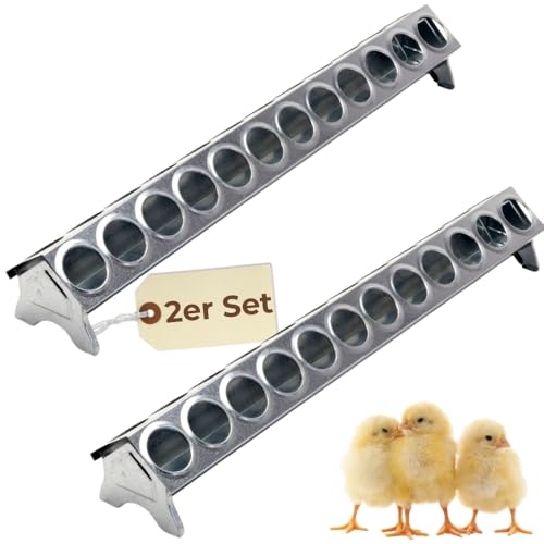 2X Futterspender Hühner 50 cm Futterrinne Futtertrog Metall Küken Aufzucht Geflügel Tauben Wachtel Lochgitter von GarPet