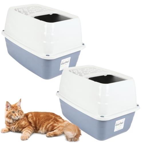 2X Hop In Katzenklo Oben einstieg Katzentoilette geschlossen Haubentoilette Top Entry Jump-In XXL Katzen Klo Doppelpack Sparpaket von GarPet