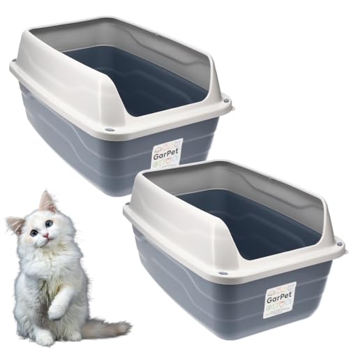 2X Katzenklo Hoher Rand Extra hohe Katzentoilette offen Katzenklo mit hohem Rand groß ohne Deckel Doppelpack Sparpaket von GarPet