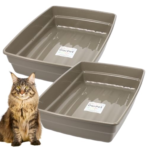 2X Katzenklo XXL Katzentoilette offen ohne Deckel Katzen Schalentoilette Klo Toilette Zubehör Doppelpack Sparpaket von GarPet