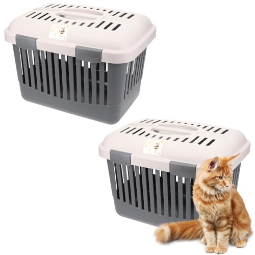 2X Katzentransportbox Oben Öffnen Open Top Stressfrei Dachöffnung Hundetransportbox Hunde Katzen Kleintier Transport Box Transportbox von GarPet