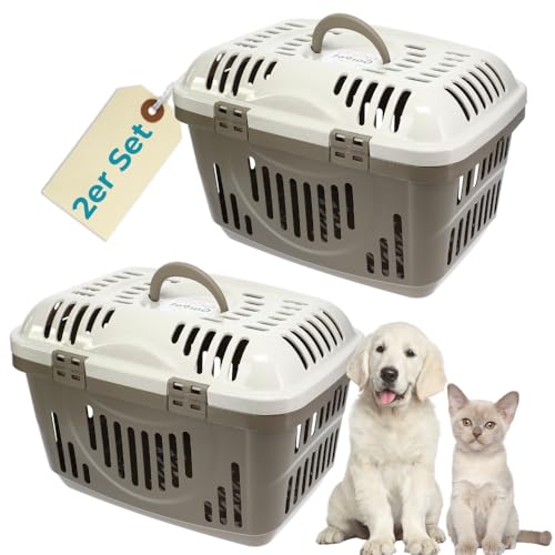 2X Katzentransportbox Oben Öffnen Open Top Stressfrei Dachöffnung Hundetransportbox Hunde Katzen Kleintier Transport Box Transportbox von GarPet