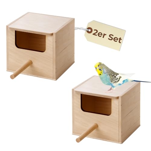 2X Nistkasten Zuchtkasten Vogelhäuschen Vogelnest Vogel Brutkasten mit Nistmulde Wellensittich Papagei Exoten 12x11x11 cm von GarPet