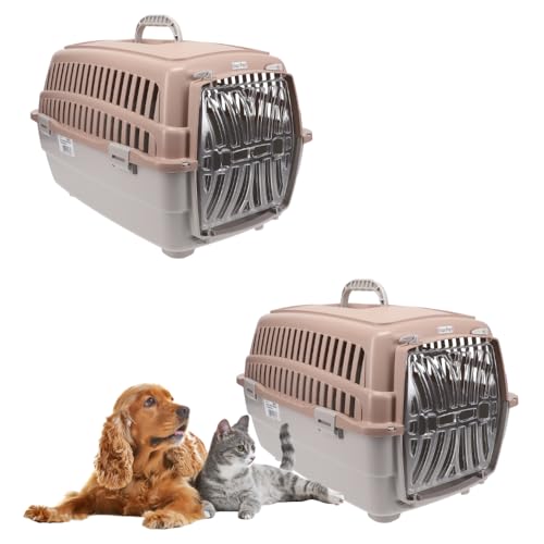 2X Transportbox Hundebox Katzentransportbox Kaninchen Transport Auto Box Korb Katzenbox extra viele Luftschlitze sicheres Schloss von GarPet