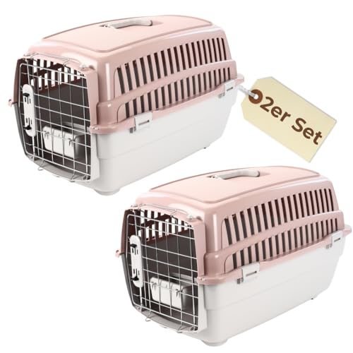 2X Transportbox IATA Flugbox Flugzeug Hundebox Hunde Transportbox Katze Groß für 2 Tiertransportbox Katzentransportbox Gr. M von GarPet