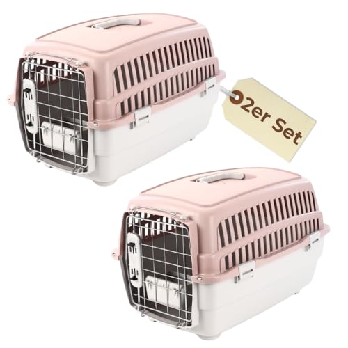 2X Transportbox IATA Flugbox Flugzeug Hundebox kleine Hunde Transportbox Katzen für 2 Tiertransportbox Katzentransportbox Gr. S von GarPet