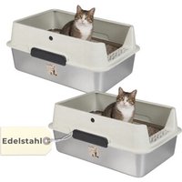 GarPet 2x Katzentoilette Edelstahl Katzenklo GarPet 2x Katzentoilette Edelstahl Katzenklo von GarPet