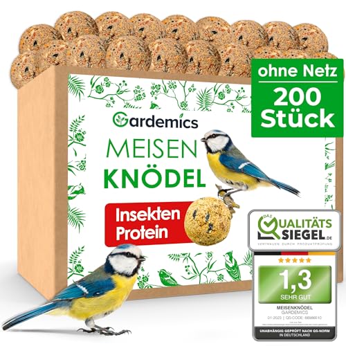 Gardemics Meisenknödel ohne Netz für Wildvögel, Insekten-Knödel [200 Stück] [18 kg] Wildvogelfutter mit Insekten für Artenvielfalt im Garten | Proteinreiches Ganzjahresfutter von Gardemics