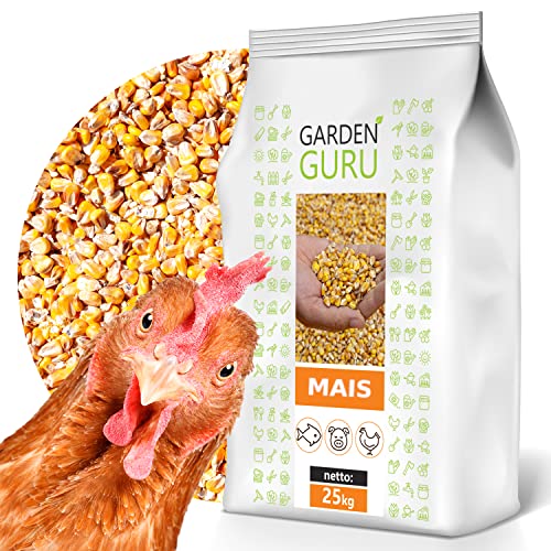 Hühnerfutter Mais gelb Futtermais Futter für Hühner ganzjährig Maiskörner für Tauben Geflügel Wild Nager Hasen 25 kg Ganzkorn GardenGuru von GardenGuru