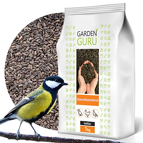 GardenGuru Schwarze Sonnenblumenkerne 1 kg Vogelfutter Winter Wildvogelfutter von GardenGuru