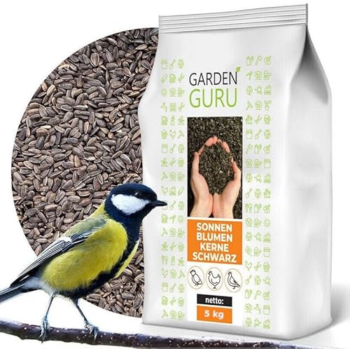 GardenGuru Sonnenblumenkerne Schwarz 5 Kg Neue Ernte 2023 Vogelfutter Ganzjahresvogelfutter von GardenGuru