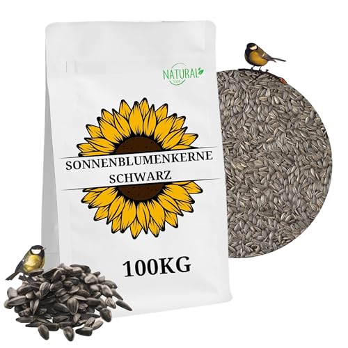 Schwarze Sonnenblumenkerne 100 kg Wildvogelfutter ganzjähriges Futter Vogelfutter Jungtiere geeignet Winterfutter 100kg Ernte 2024 4X 25kg von GardenGuru