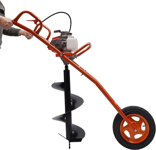 Gardenoble 63cc 3HP pneumatische Bohrmaschine, pneumatischer Pfahlbagger Rad Handcart Boden Spiralbohrer mit 11 "Bohrer von Gardenoble