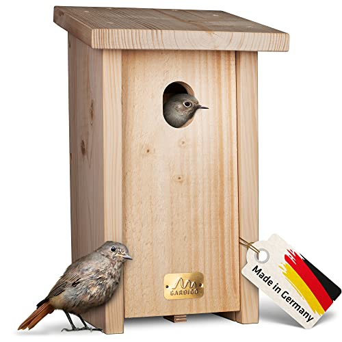 GARDIGO® Nistkasten für Gartenrotschwanz I Made in Germany, aus deutschem Holz, Vogelhaus, verschraubt, unbehandelt und wetterfest von Gardigo