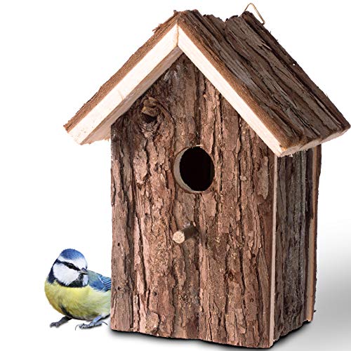 GARDIGO® Vogelhaus aus Holz I Nistkasten zum Aufhängen I 16 x 19,5 x 11,5 cm I Unbehandeltes Holz I Nisthöhle Vogelhäuschen für Kleinvögel I Finken Meisen von Gardigo