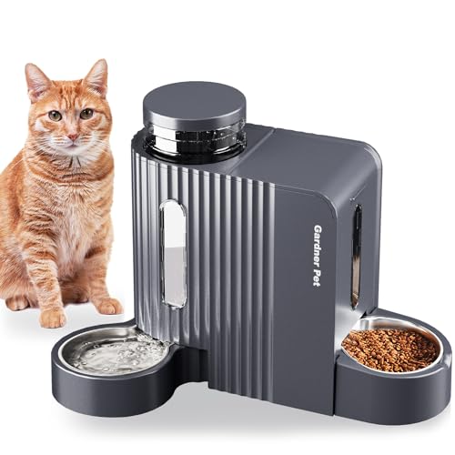 Gardner Pet Automatischer Schwerkraft-Katzenfutterspender und Wasserspender aus Edelstahl, 2-in-1-Set, große Kapazität, Spender für Katzen, kleine Hunde, Welpen, Kätzchen, Kaninchen (2 x 2 Stück) von Gardner Pet