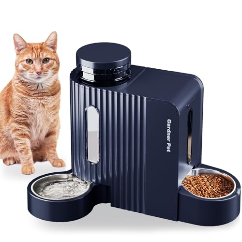 Gardner Pet Automatischer Schwerkraft-Katzenfutterspender und Wasserspender aus Edelstahl, Zwei-in-Eins-Set, große Kapazität, Spender für Haustiere, Hunde, Welpen, Kätzchen, Kaninchen von Gardner Pet