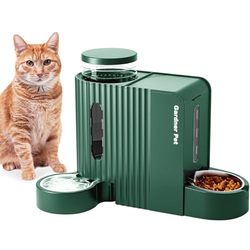 Gardner Pet Automatischer Schwerkraft-Katzenfutterspender und Wasserspender aus Edelstahl, Zwei-in-Eins-Set, große Kapazität, Spender für Haustiere, Hunde, Welpen, Kätzchen von Gardner Pet