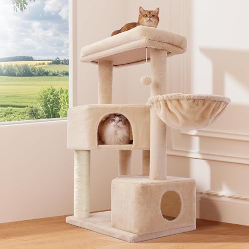 Gardner Pet Katzenbaum, Kratzbaum groß, 105 cm Kletterbaum Aktivitätskratzbaum mit Kratzsäule, Plattform, 2 Höhlen, Korb für Katzen, platzsparende Katzenmöbel für Wohnungen, Beige Gardner Pet Katzenbaum, Kratzbaum groß, 105 cm Kletterbaum Aktivitätskratzbaum mit Kratzsäule, Plattform, 2 Höhlen, Korb für Katzen, platzsparende Katzenmöbel für Wohnungen, Beige von Gardner Pet