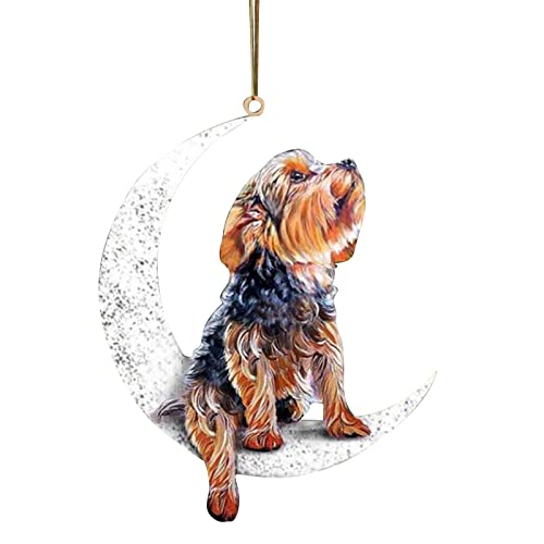 Yorkshire Terrier Sit On The Moon Dog Memorial Keepsake Christmas Remembrance Ornament to Remember Loved - Loss of Pet Gifts Dog Angel Memorial Gifts Dog Memorial Gifts (Yorkshire) von Gardsell