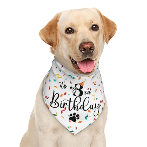 Garlaibi Buntes Hundehalstuch mit Aufschrift 'It's My 3rd Birthday', Dreiecks-Lätzchen, Haustierzubehör, Katzentuch - Polyester, Multicolored, One Size von Garlaibi