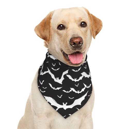 Fledermäuse Halloween Goth Silhouetten Schwarz Weiß Hund Bandana Schal Dreieck Lätzchen Haustier Zubehör Katze Halstuch von Garlaibi