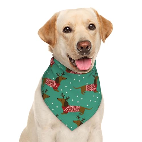 Frohe Weihnachten Dackel Hund Rentier Hund Bandana Schal Dreieck Lätzchen Haustier Zubehör Katze Halstuch von Garlaibi