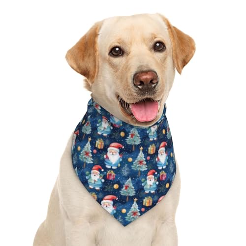 Frohe Weihnachten Weihnachtsmann Baum Geschenk Blau Hund Bandana Schal Dreieck Lätzchen Haustier Zubehör Katze Halstuch von Garlaibi