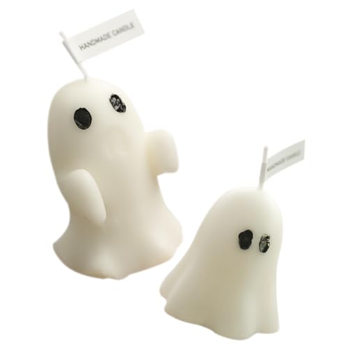 Garneck 2st Geisterkerzendekoration Gruselige Kerzen Geisterornament Geisterpuppe Mehrstufige Halloween-tablettdekorationen Halloween-Kerzen Duftkerze Weiß Aromatherapie Soja-wachs Zubehör von Garneck