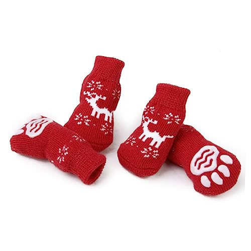 Garneck 8er Set Weihnachts-Socken Für Haustiere – rutschfeste - Warme Baumwollsocken Für Hunde Und Katzen in Größe M – Niedliche Festliche Designs in Rot Für Die Kalte Jahreszeit von Garneck