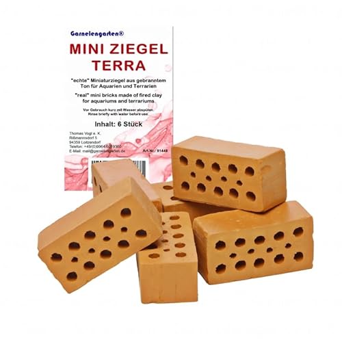 Garnelengarten® Mini Ziegel Terra - 6 Stück/Aquarium Dekoration/Terrarium Dekoration von Garnelengarten