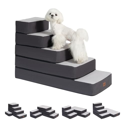 Garnpet 5-stufige verstellbare Hundetreppe für hohe Betten, Hundetreppe für kleine Hunde und Katzen, Faltbare Haustiertreppe zum Bettklettern, rutschfeste Haustierstufe Innenbereich, Grau Garnpet 5-stufige verstellbare Hundetreppe für hohe Betten, Hundetreppe für kleine Hunde und Katzen, Faltbare Haustiertreppe zum Bettklettern, rutschfeste Haustierstufe Innenbereich, Grau von Garnpet