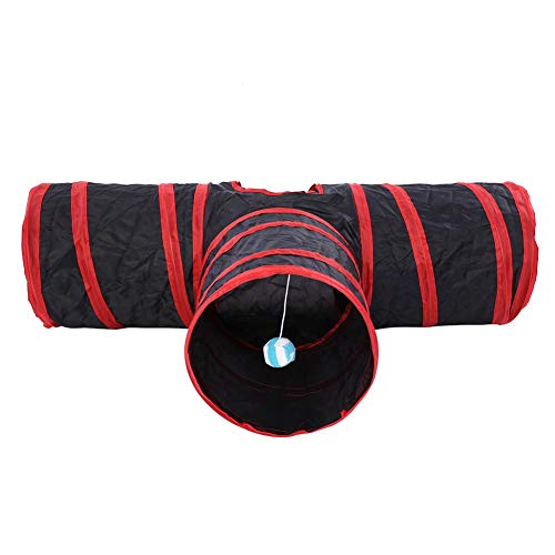 Cat Tunnel Collapsible 3 Way Pet Play Spielzeug Haustier Interaktives Indoor Training Spielzeug Rohr Spaß für Kaninchen(red) von Garosa