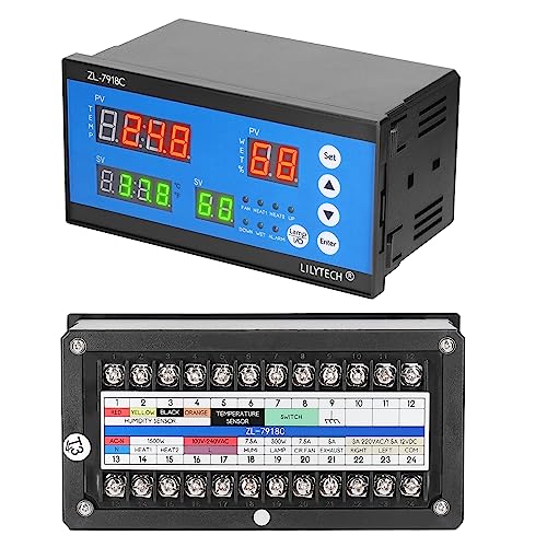 Eier-Inkubator-Controller, Intelligenter Temperatur- und Feuchtigkeitsregler, mit Hauptheizung, Zusatzheizung, Beleuchtung, Feuchtigkeitskontrolle, Umwälzventilator, Rechte Seite von Garosa