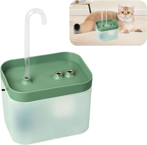 Katzenbrunnen 1.5L Trinkbrunnen für Katze Super Leise katzenbrunnen für Katzen Durchsichtiger Wassertank, 3 Stufig Einstellbarer Wasserdurchfluss, USB Laden Katzen Brunnen von Garqitwan