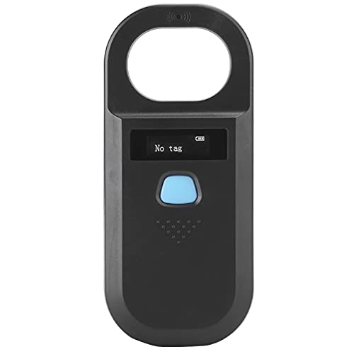 Garsent Haustier-Mikrochip-Scanner-Lesegerät, Tragbarer Tier-Chip-ID-Scanner, 128 Datenspeicher, Tragbarer Hunde-ID-Chip-Tag-Scanner mit OLED-Bildschirm für EMID/FDX B/ISO1784/85 (Black) von Garsent