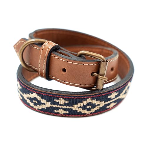 GauchoLife Guarda Pampa Hundehalsband, Leder, Blau / Rot, Größe M von GauchoLife