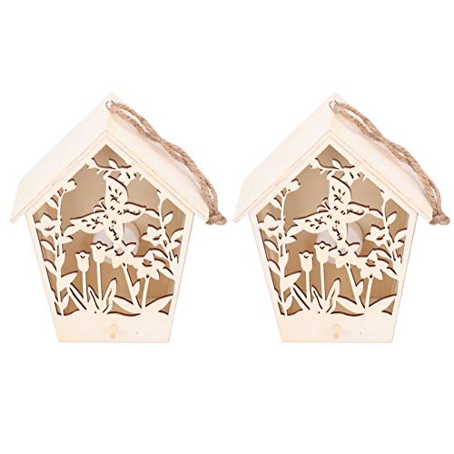 2PCS Vogelnistkasten, Holz Vogelhaus Natur Holz Zuchtschrank mit Warmlicht Ornamente für Nymphensittich Turteltauben Sittich Fink Papageien Kanarienvogel von Gavigain