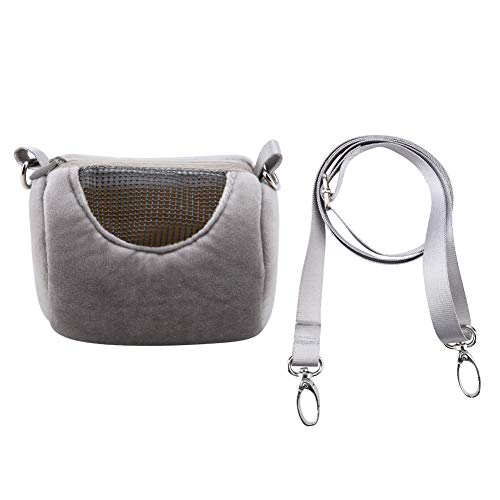 Atmungsaktives Haustier Kleiner Tierträger Hamster Reisetasche Reptilien Außenbeutel Mesh Top-Qualitätsmaterial für Hamster Rennratte Rattenfutter rosa grau (Gray) von Gavigain