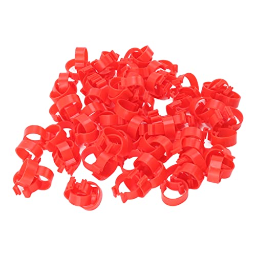 Gavigain 100pcs Ente Henne Ringe Clip Tier Fuß Ringe Informationen Kennzeichnung Geflügel Fuß Ringe PP Kunststoff Wiederverwendbare Huhn und Ente Bein Band Identifikation (Hard Red) von Gavigain