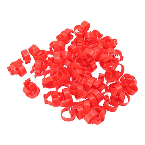 Gavigain 100pcs Ente Henne Ringe Clip Tier Fuß Ringe Informationen Kennzeichnung Geflügel Fuß Ringe PP Kunststoff Wiederverwendbare Huhn und Ente Bein Band Identifikation (Hard Red) von Gavigain