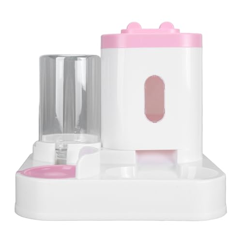 Gavigain 2-in-1 Futter- und Wasserspender für Haustiere, große Kapazität, leicht zu reinigen, transparente Futter- und Wasserstation für Katzen und Hunde (Pink) von Gavigain