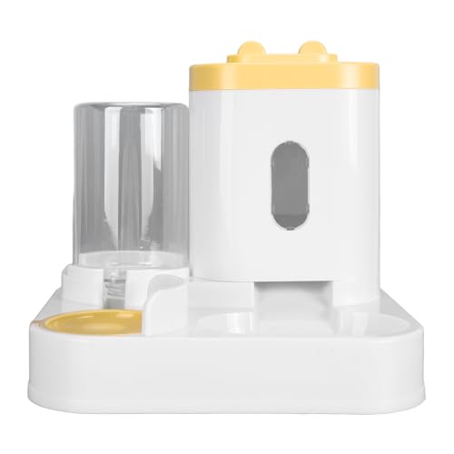 Gavigain 2-in-1 Futter- und Wasserspender für Haustiere, große Kapazität, leicht zu reinigen, transparente Futter- und Wasserstation für Katzen und Hunde (Yellow) von Gavigain